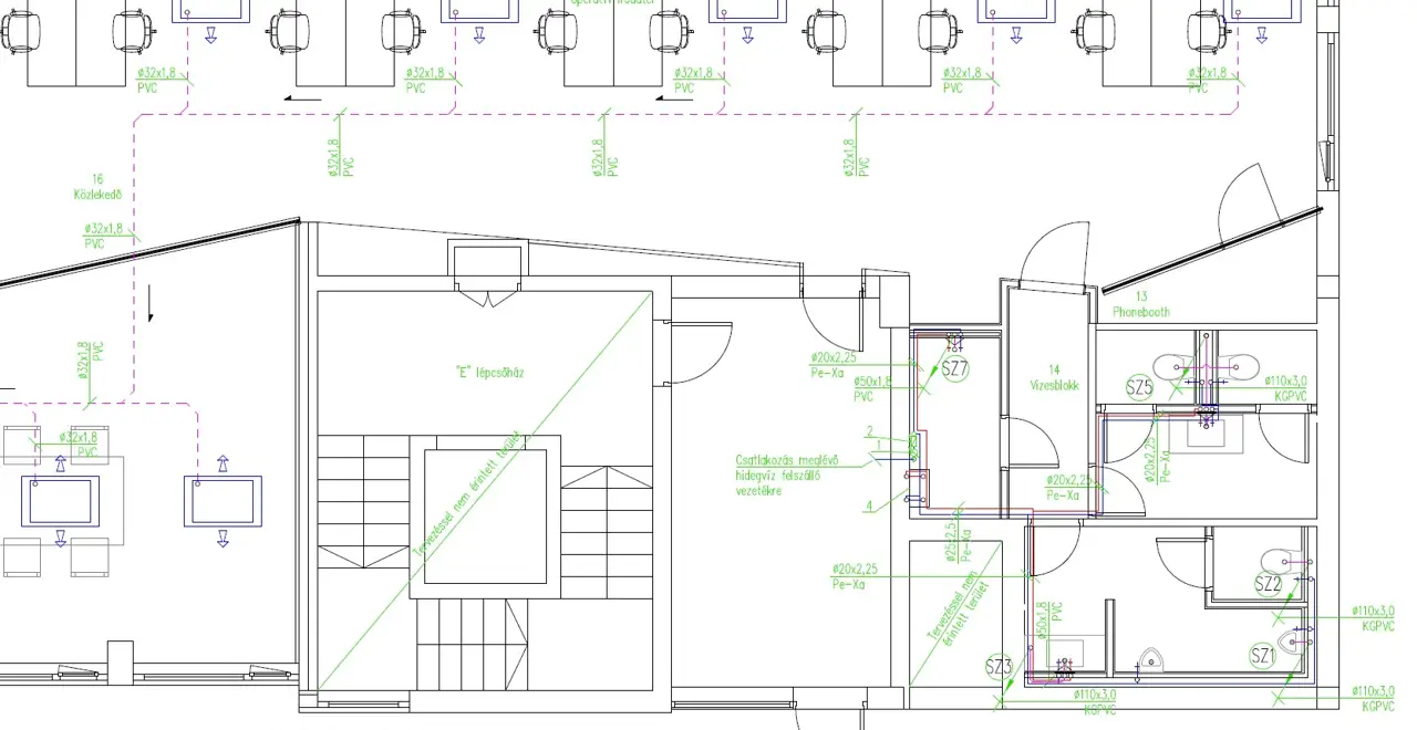 Ipari csarnok VRF rendszer – tervnézetek és vezérlés