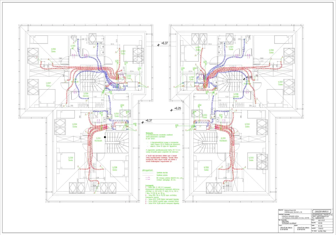 Hatlakásos lakóépület – gépészeti tervek